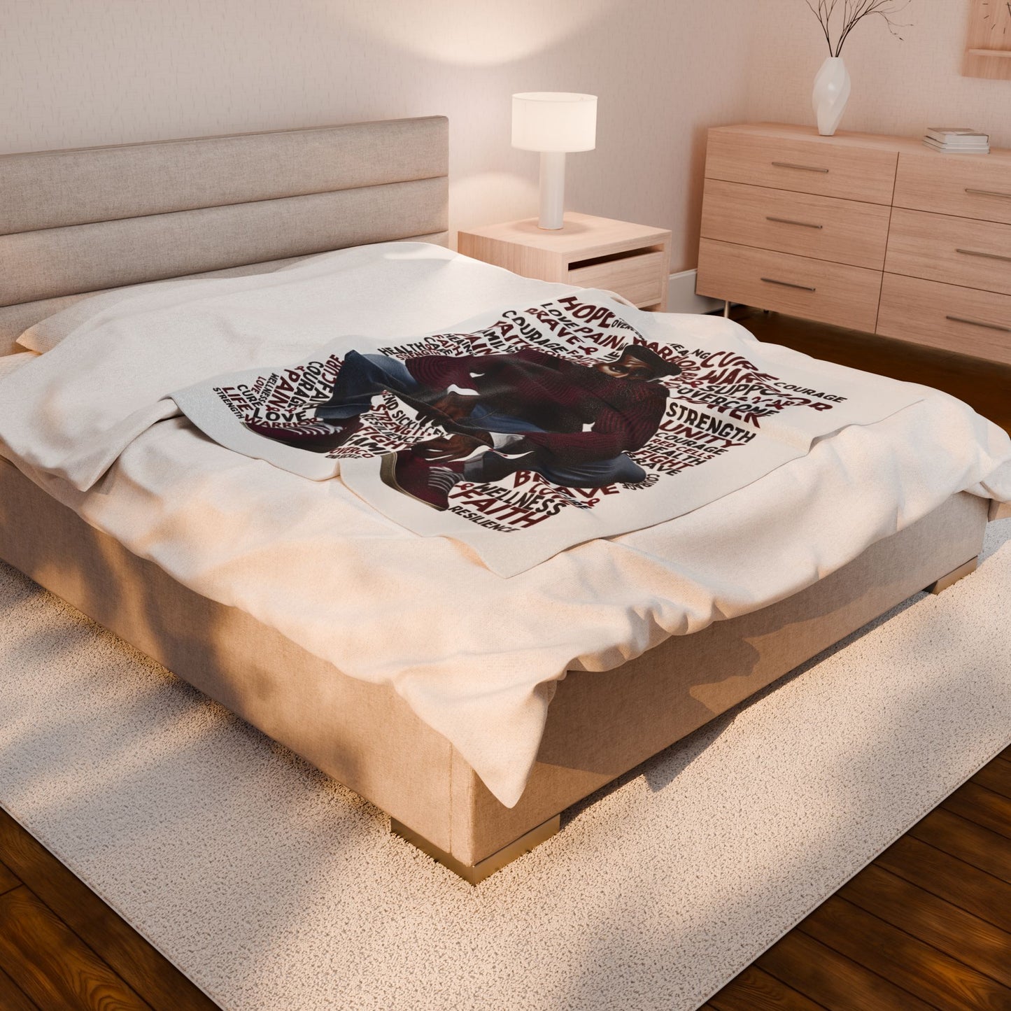 Warrior Afro Art Plush Blanket | Sickle Cell Awareness Throw | Cozy Advocacy Gift v2