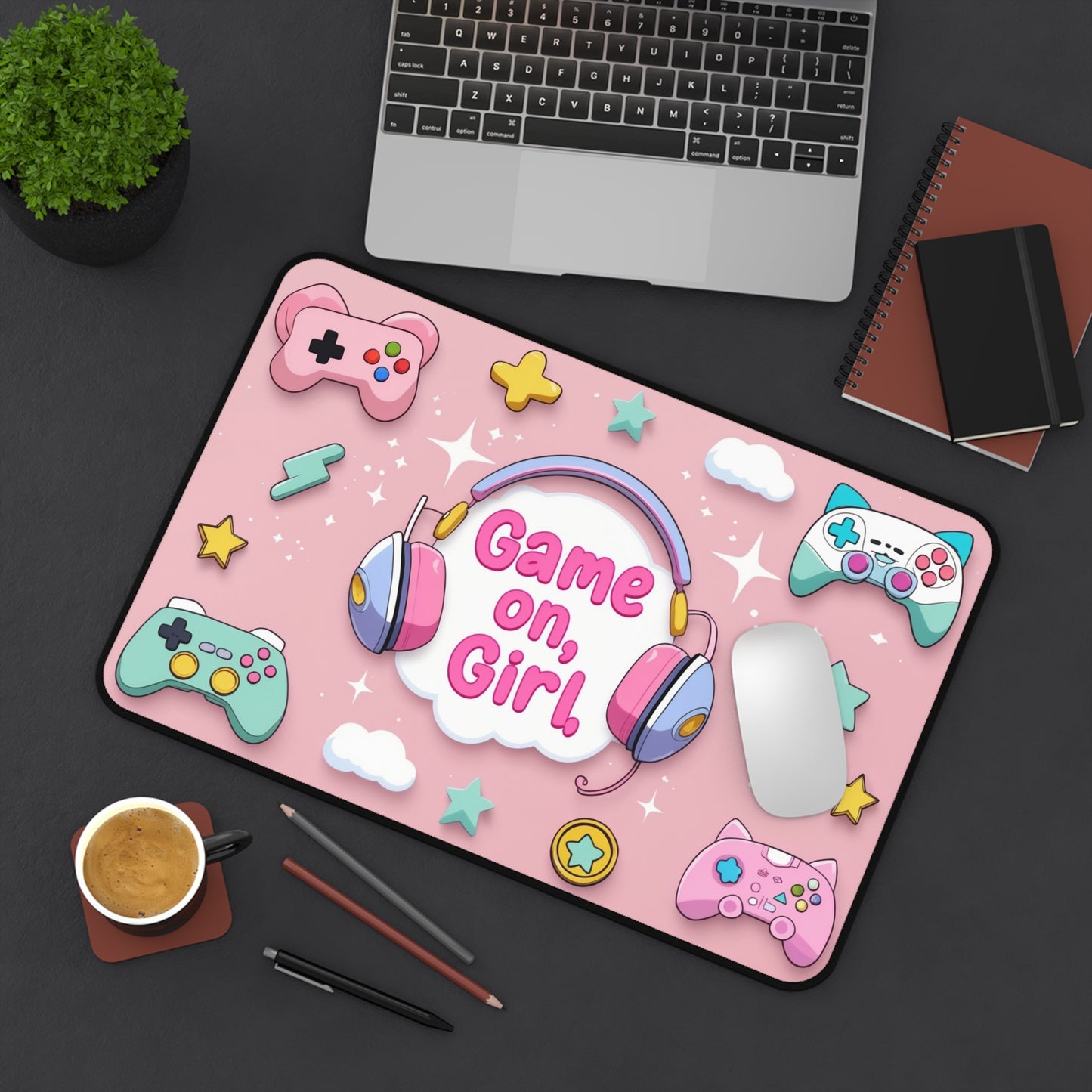 Game On, Girl – Kawaii Pink Desk Mat