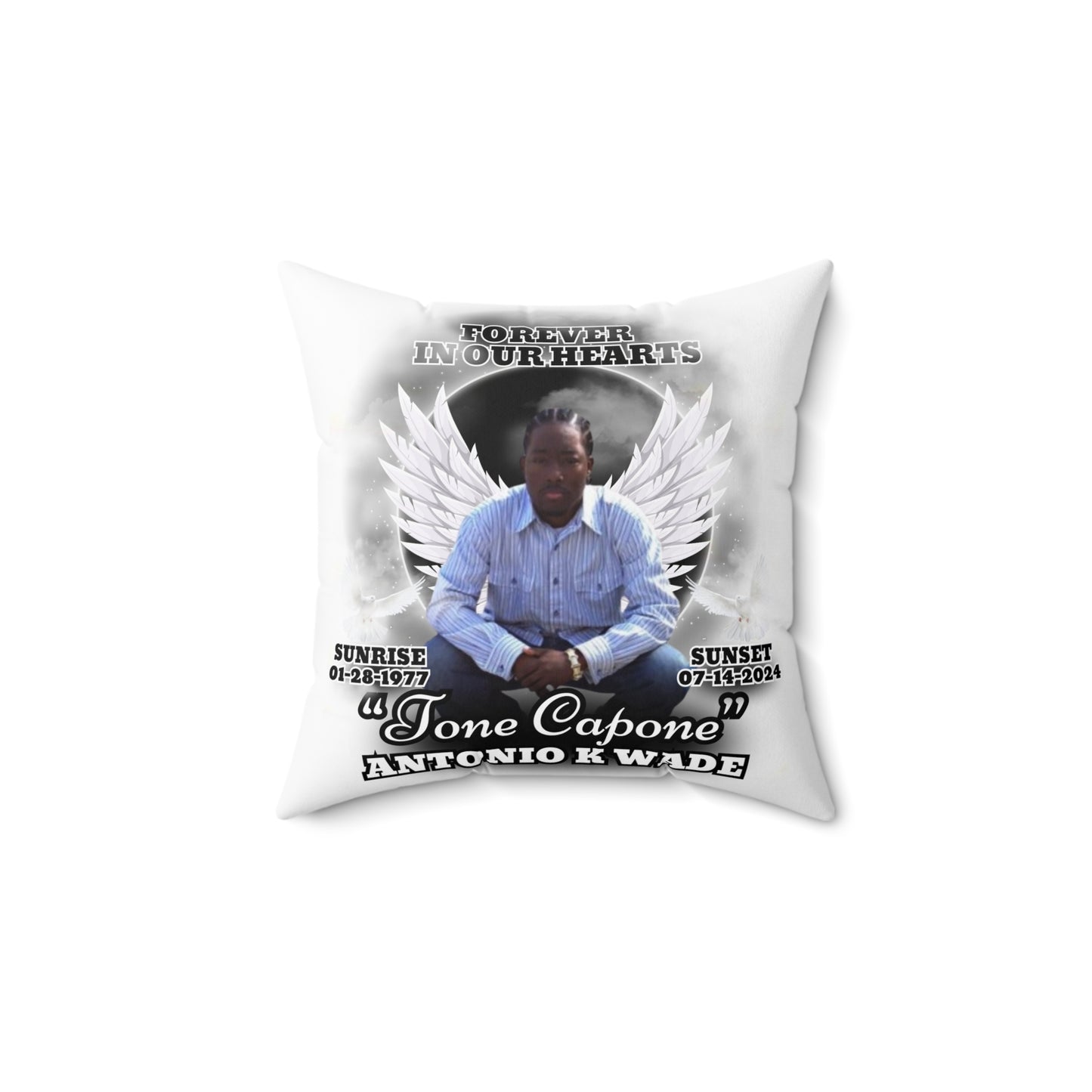 In Loving Memory (Tony) Faux Suede Square Pillow