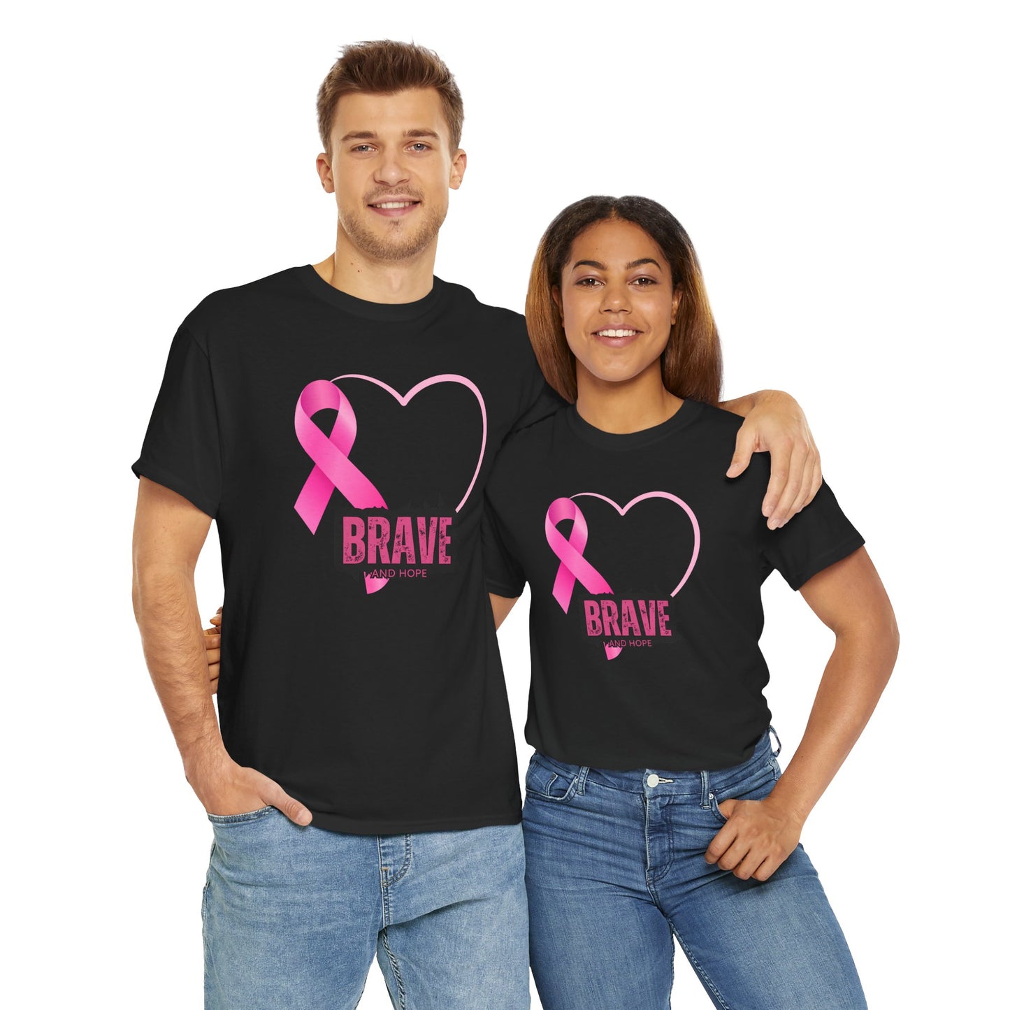 Brave Heart Breast Cancer Awareness Unisex Heavy Cotton Tee