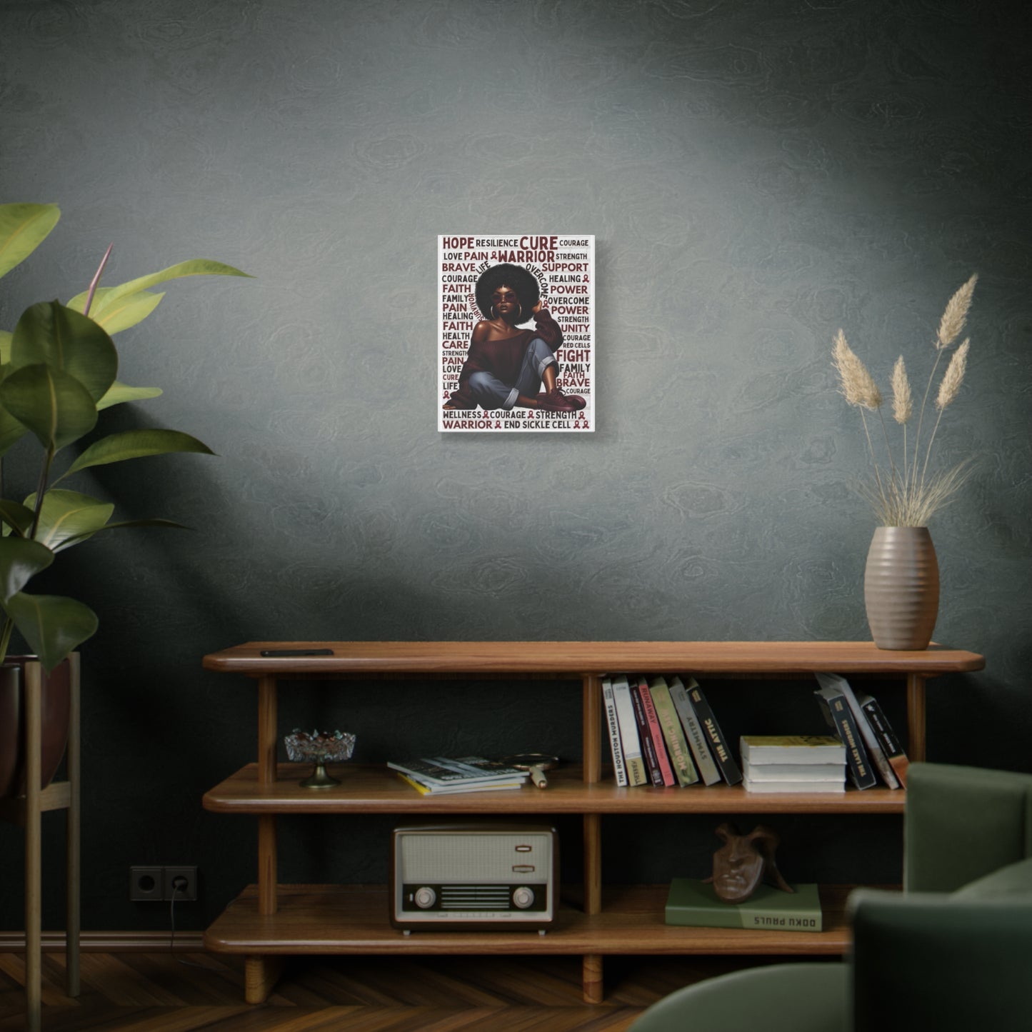 Warrior Afro Art Canvas | Sickle Cell Awareness Wall Décor | Premium Advocacy Print