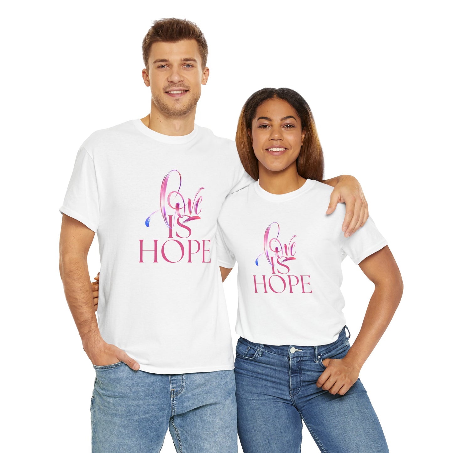 Unisex Heavy Cotton Tee - "Love is Hope" Inspirational T-Shirt