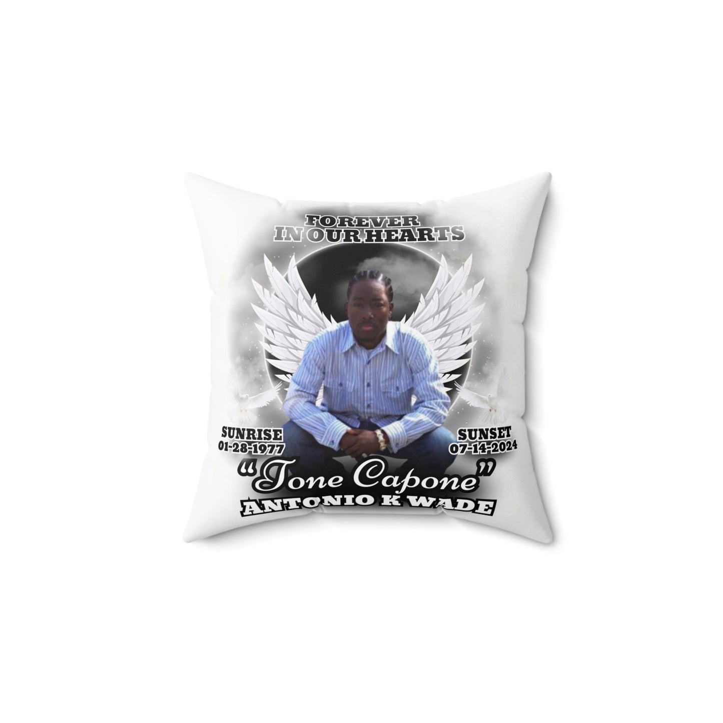 In Loving Memory (Tony) Faux Suede Square Pillow