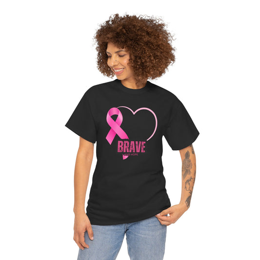 Brave Heart Breast Cancer Awareness Unisex Heavy Cotton Tee