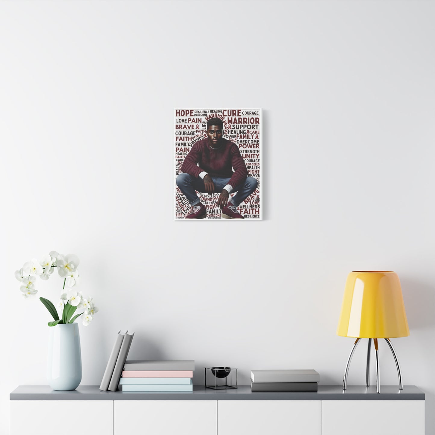 Warrior Male Afro Art Canvas | Sickle Cell Awareness Wall Décor | Premium Advocacy Print