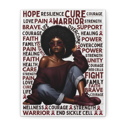 Warrior Afro Art Canvas | Sickle Cell Awareness Wall Décor | Premium Advocacy Print