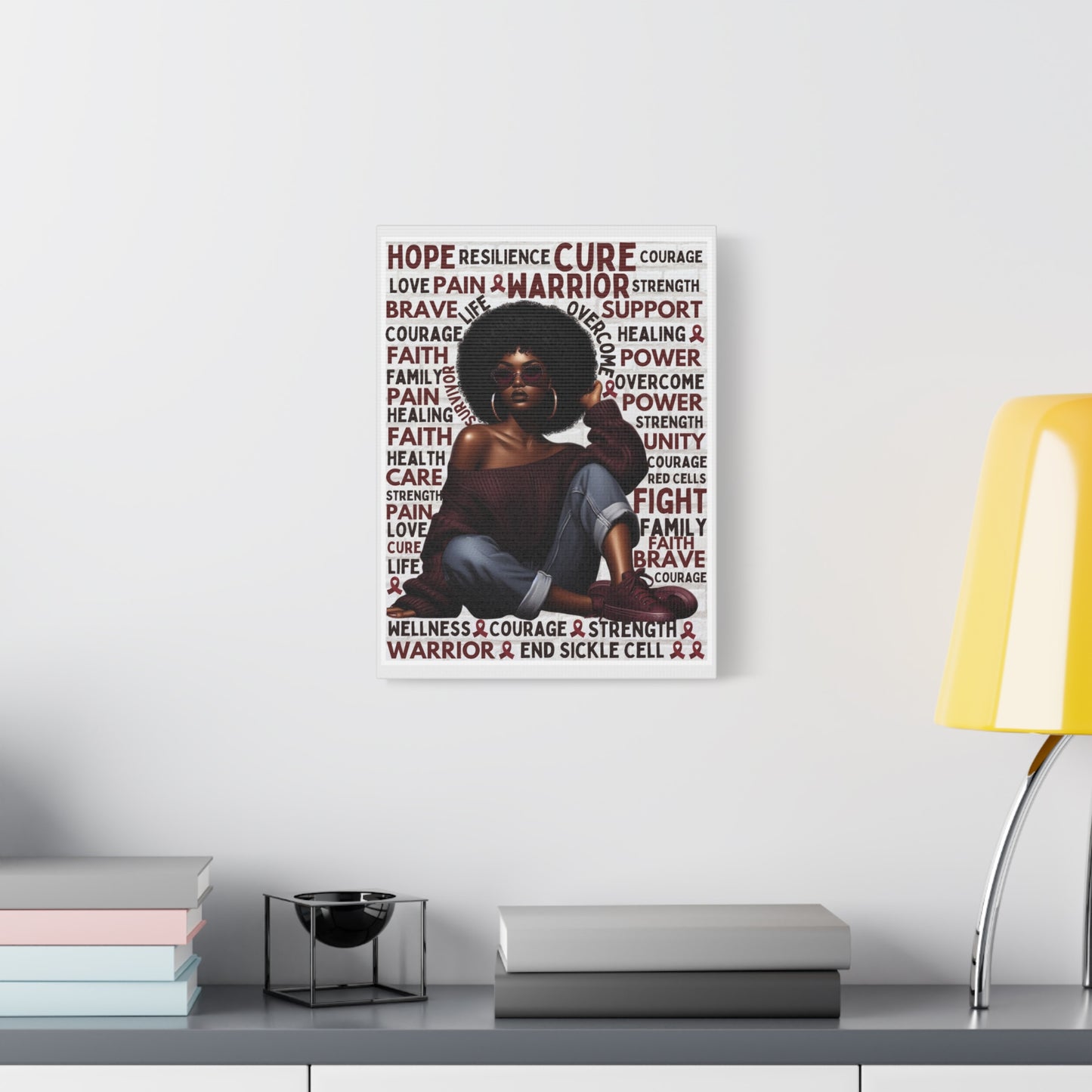 Warrior Afro Art Canvas | Sickle Cell Awareness Wall Décor | Premium Advocacy Print