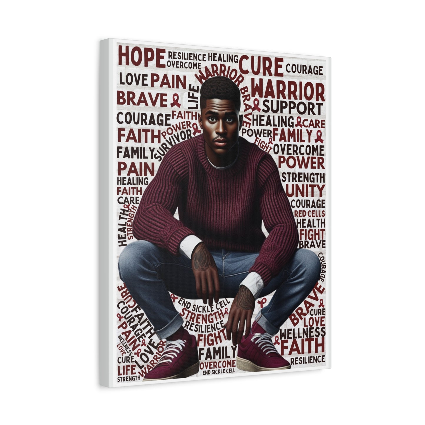 Warrior Male Afro Art Canvas | Sickle Cell Awareness Wall Décor | Premium Advocacy Print