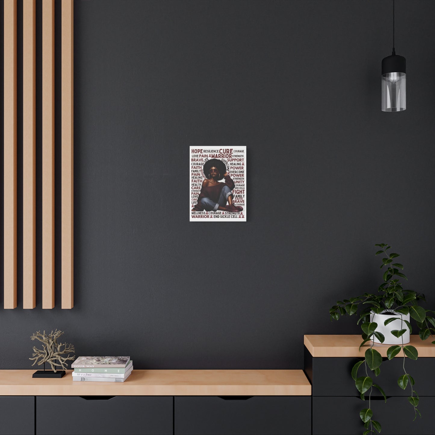 Warrior Afro Art Canvas | Sickle Cell Awareness Wall Décor | Premium Advocacy Print
