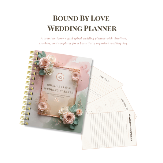 Wedding planner book with floral design on a white background