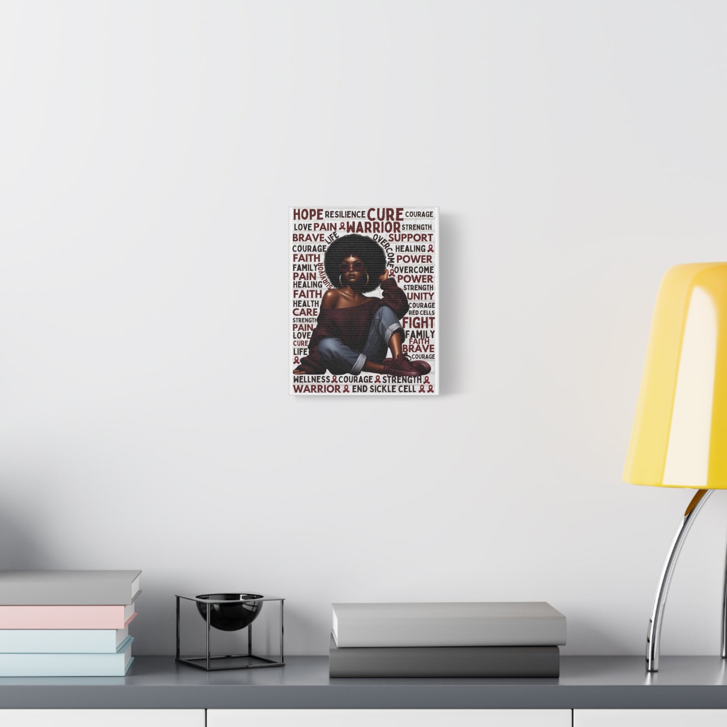 Warrior Afro Art Canvas | Sickle Cell Awareness Wall Décor | Premium Advocacy Print
