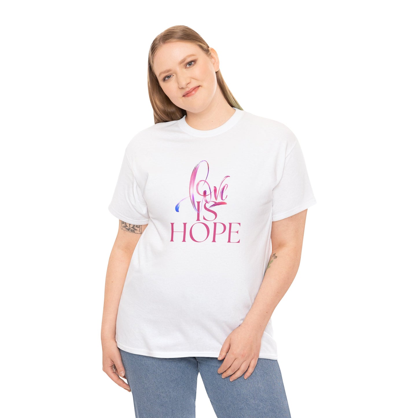Unisex Heavy Cotton Tee - "Love is Hope" Inspirational T-Shirt