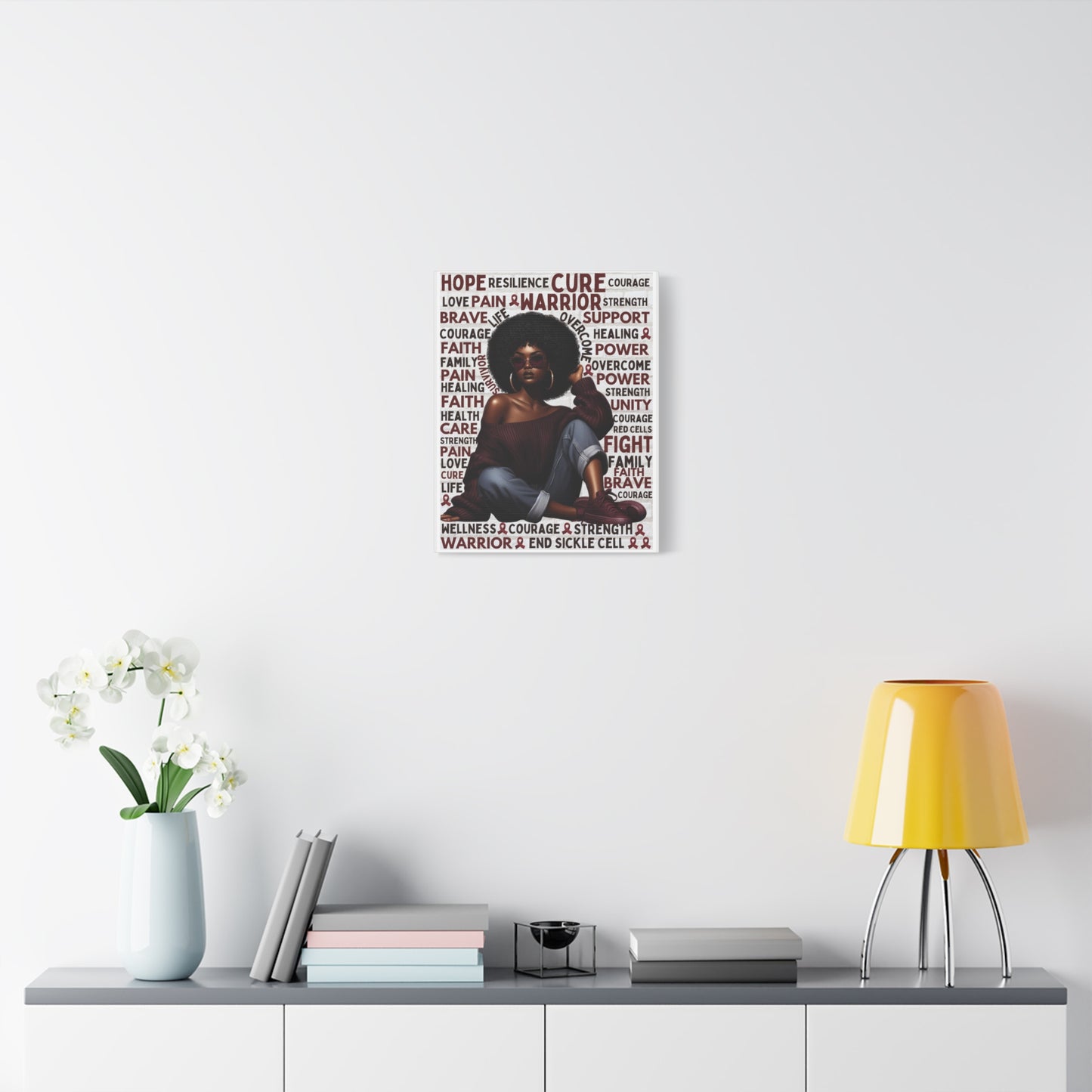 Warrior Afro Art Canvas | Sickle Cell Awareness Wall Décor | Premium Advocacy Print