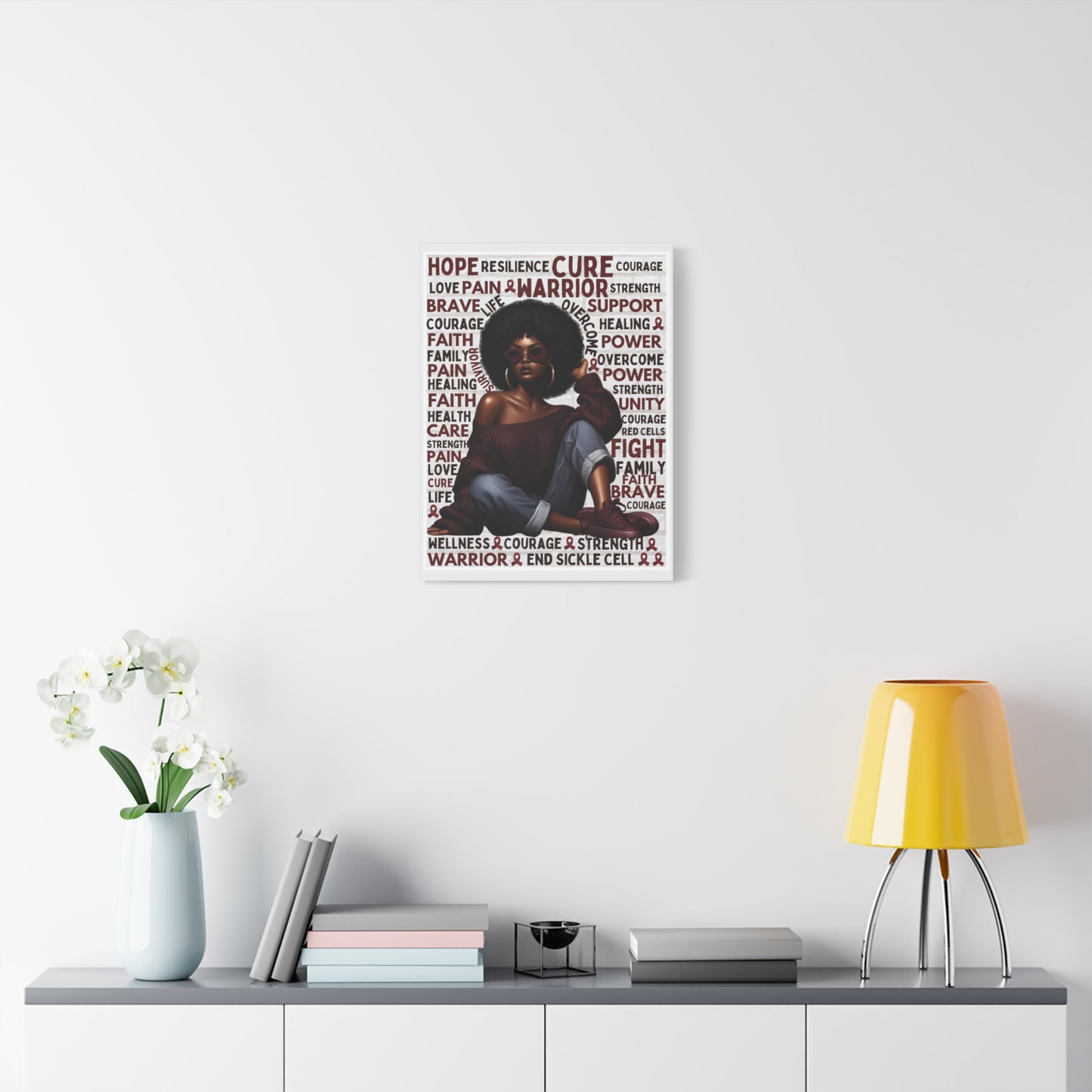Warrior Afro Art Canvas | Sickle Cell Awareness Wall Décor | Premium Advocacy Print