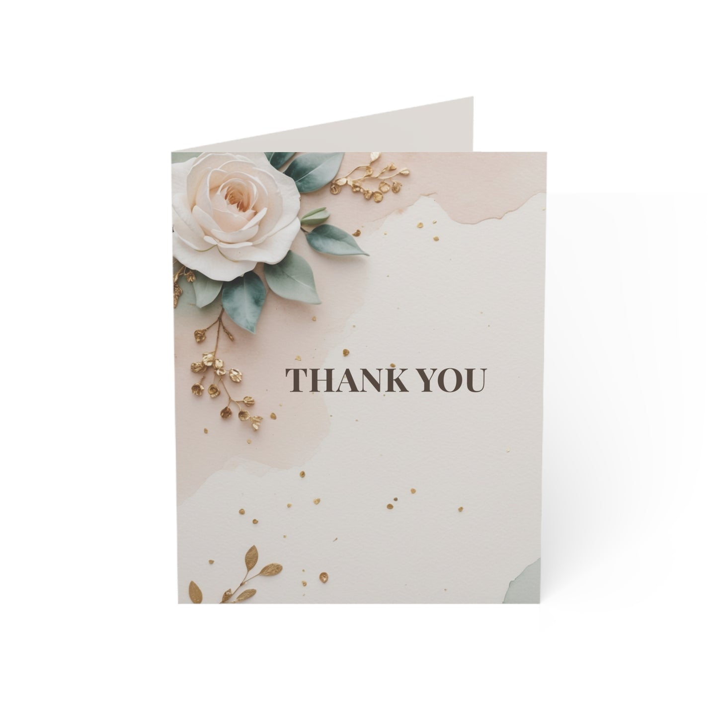 Greeting card with floral design and 'Thank You' text on a white background