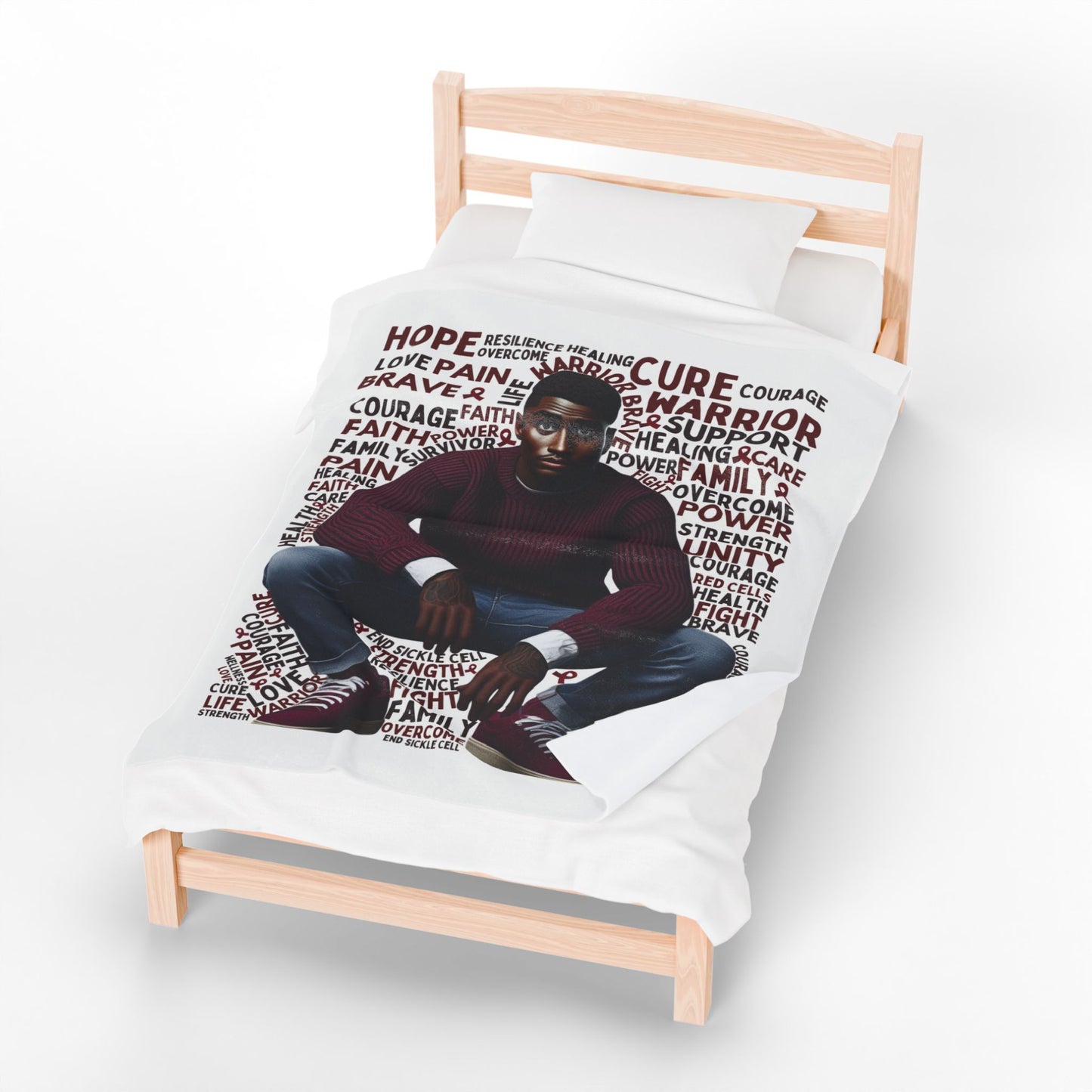 Warrior Afro Art Plush Blanket | Sickle Cell Awareness Throw | Cozy Advocacy Gift v2