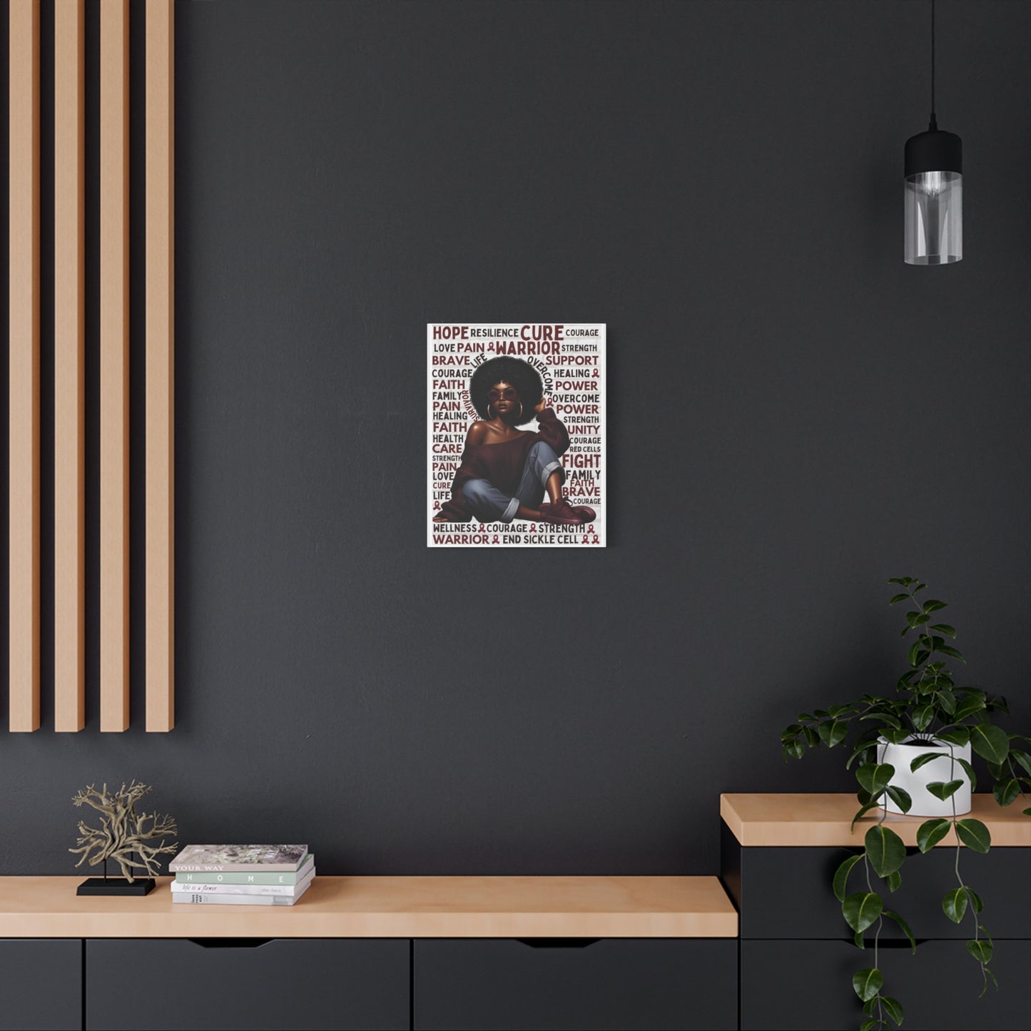 Warrior Afro Art Canvas | Sickle Cell Awareness Wall Décor | Premium Advocacy Print