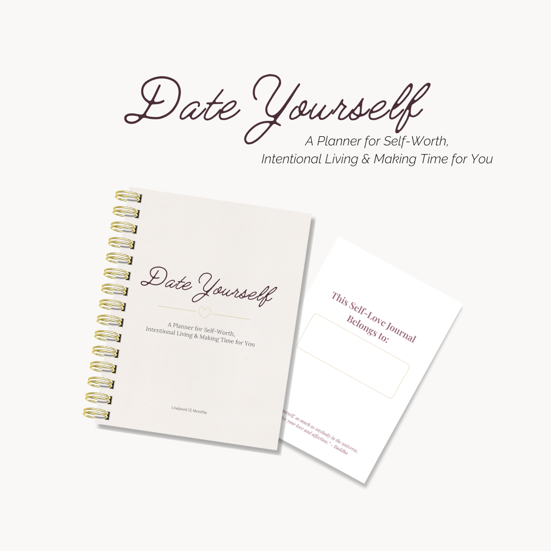 Self-help planner titled 'Date Yourself' on a white background