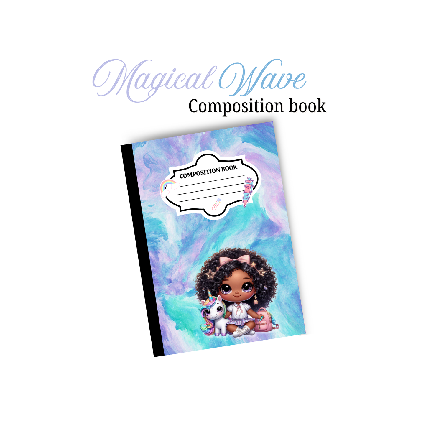Magical Wave Composition Book Mock up